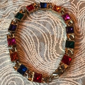 New Gold-Tone Multi-Colored Rhinestone Bracelet!
